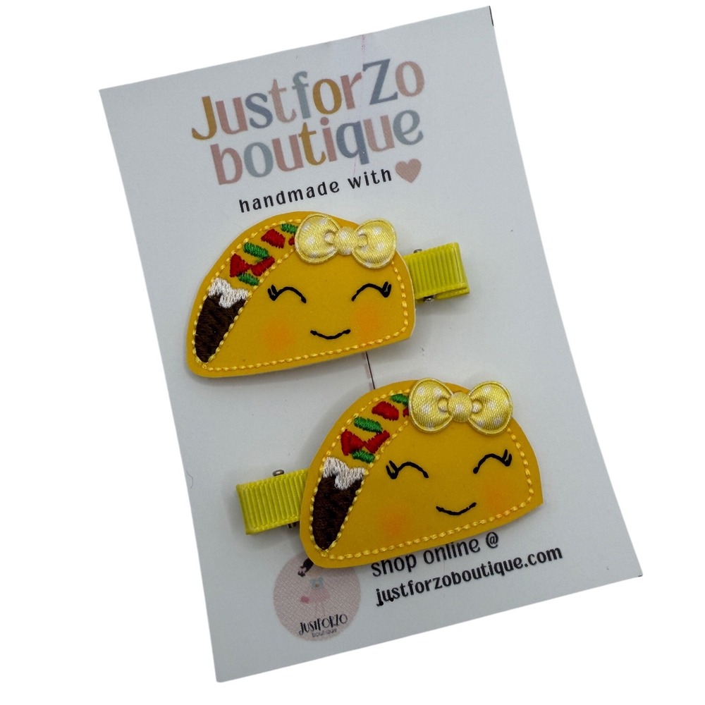 JustforZo Boutique Taco Hair Clips Kids One Size Yellow
